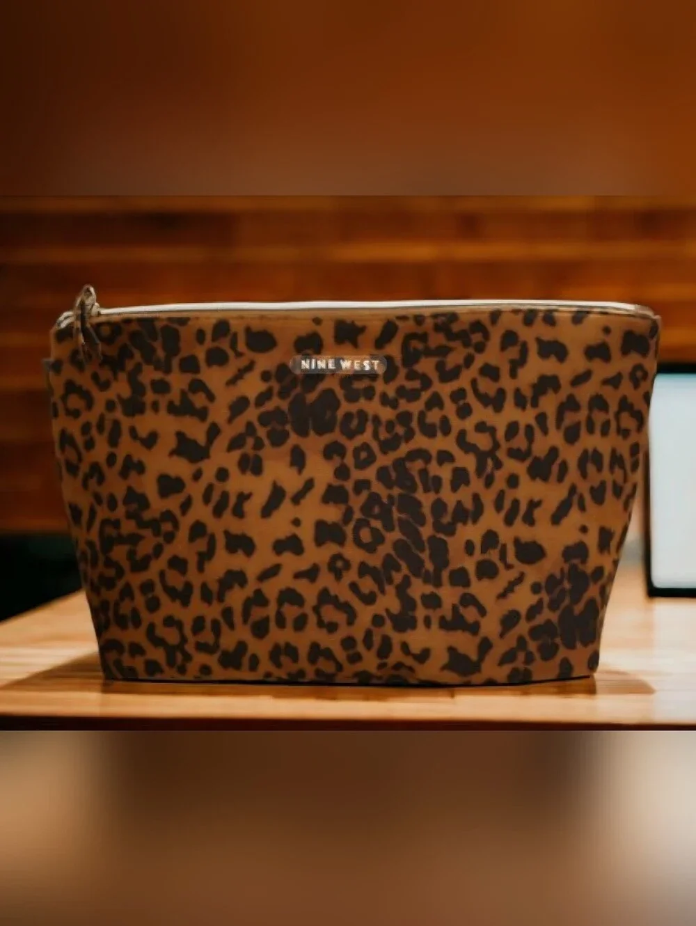 Nine West Leopard Print Brown Make-up Bag. NWT
